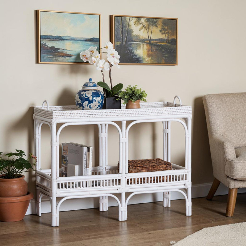 Console à deux niveaux en rotin Granger, White, White, White