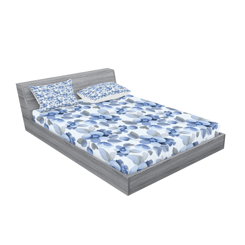 Drap-housse et coussin décoratif Ambesonne Romance, bleu, Ensemble de draps pour lit double + 5 pièces supp