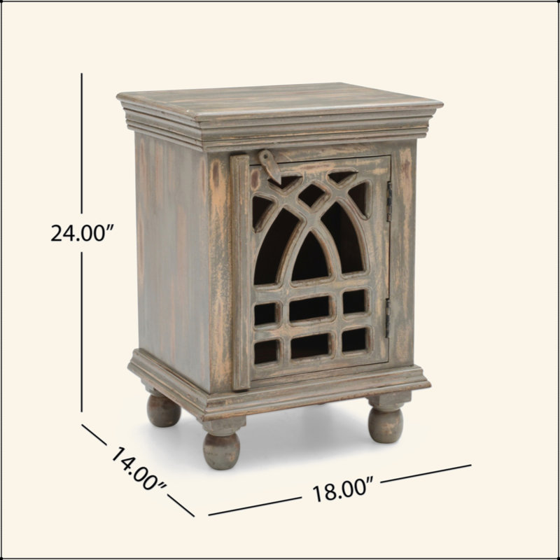 Table de chevet en bois gris antique