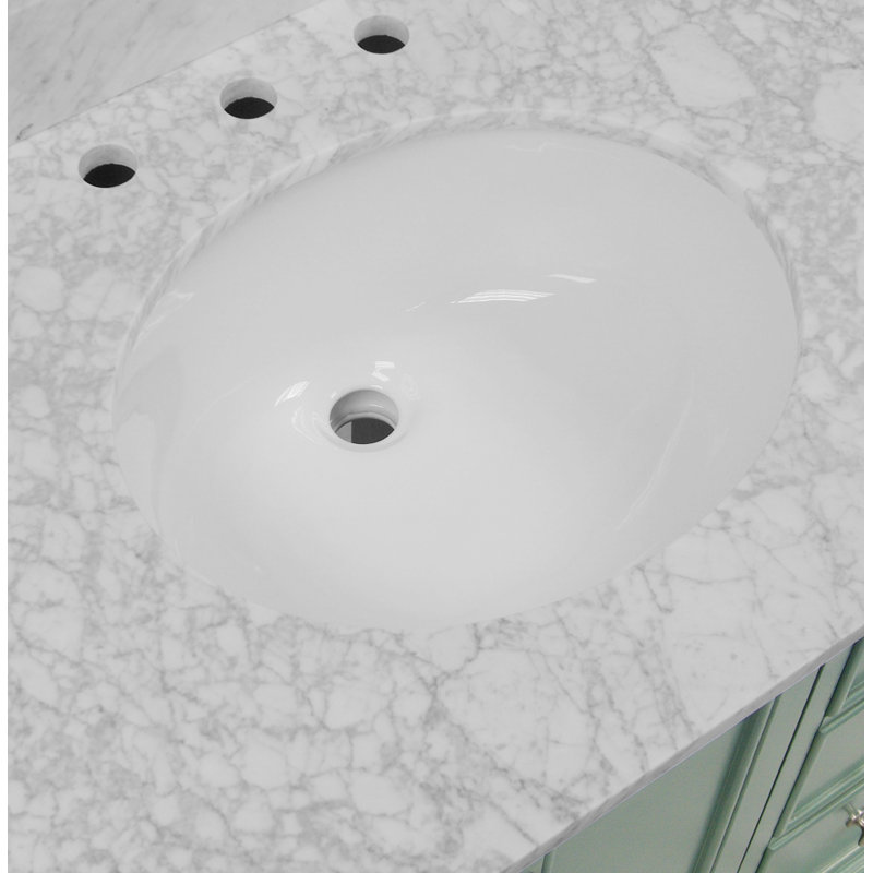 Ensemble de meuble-lavabo simple 36 po Ferdinand, Marbre de Carrare, Sauge vert
