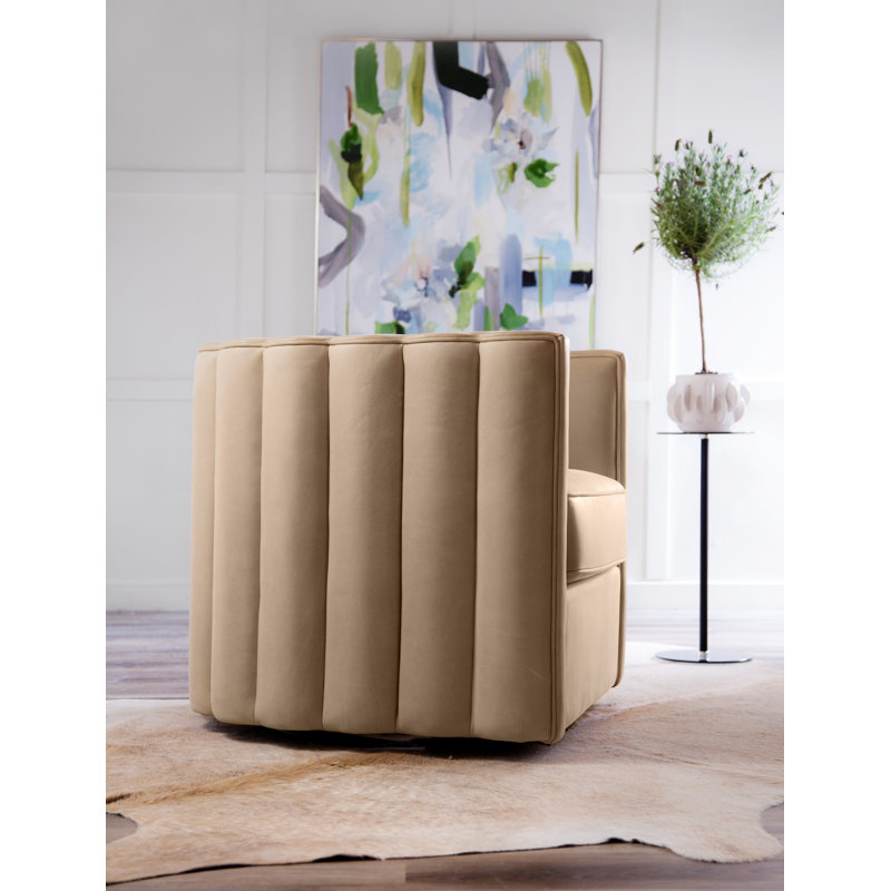 Jones Swivel Chair in Selena Storm, Selena Oat Genuine Leather