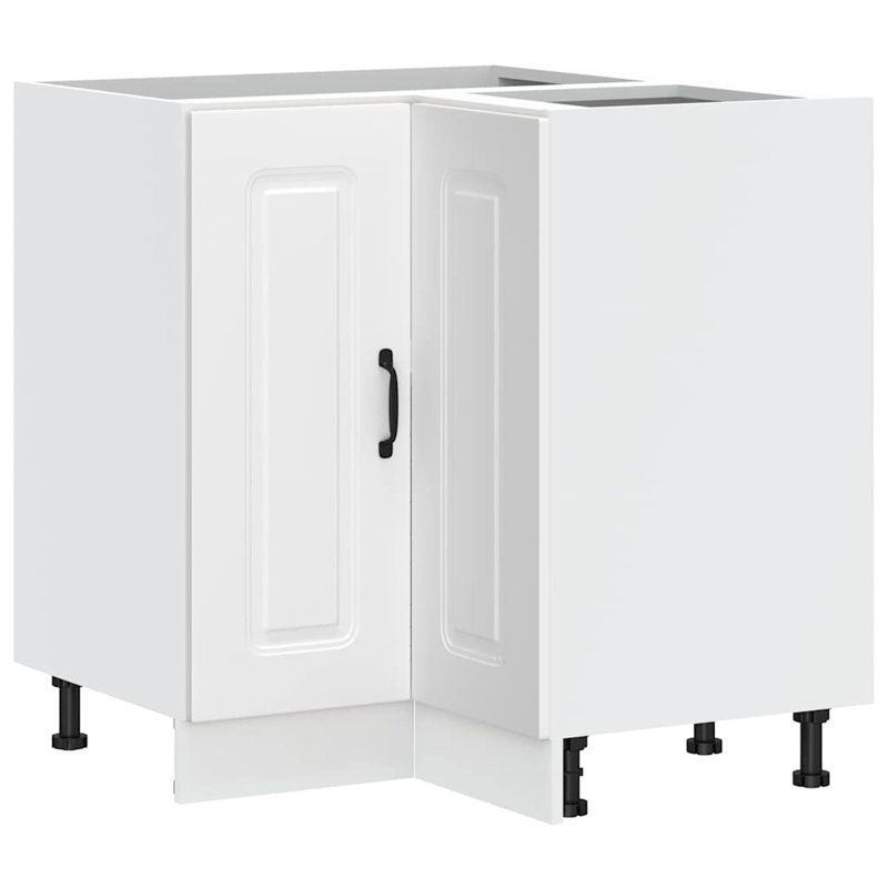 Kitchen Corner Base Cabinet Kalmar High Gloss Engineered Wood, White