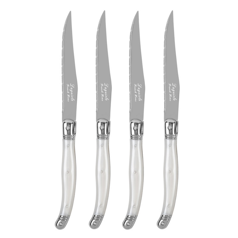 Ensemble de couteaux à steak 4 pièces French Home Laguiole Connoisseur, Blanc / argent