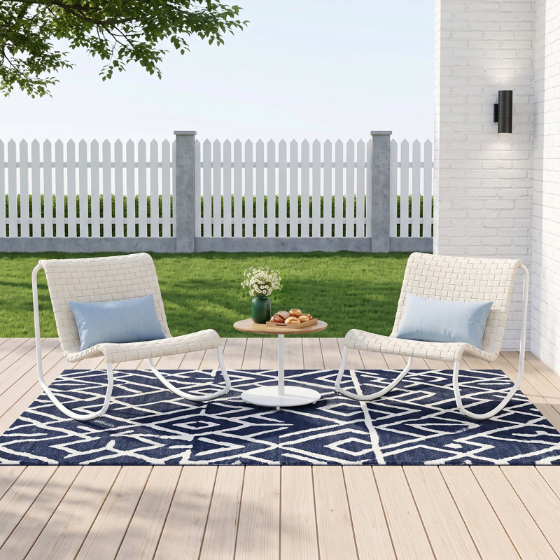 Ensemble de chaises berçantes d'extérieur 2 personnes, Blanc