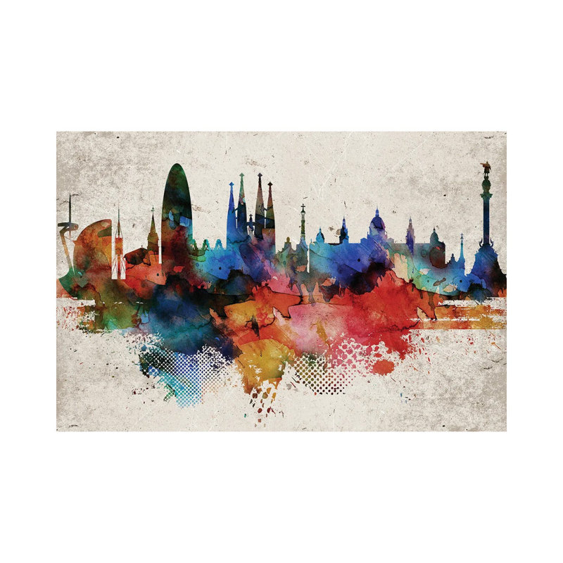 Barcelona Abstract - Wrapped Canvas Print, 45.72cm H x 66.04cm W x 1.91cm D