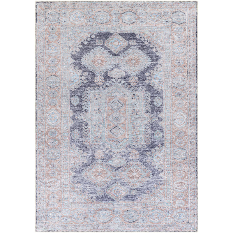 Tapis oriental bleu marine / gris Marica, Rectangle 5 pi 3 po x 7 pi 3 po