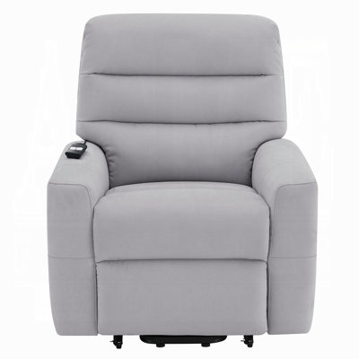 Ima Power Motion Glider Recliner, Wide Tufted Light Gray Faux Leather