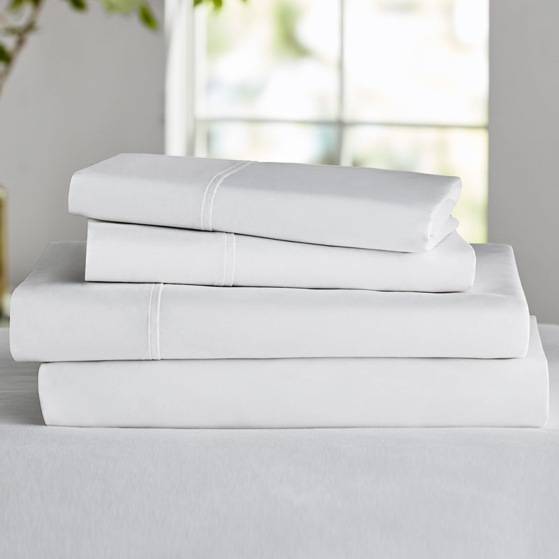 GAIAM Relax 300-Thread Count TENCEL Soft 4pc Sheet Set, White, King Sheet Set with 2 Pillowcases