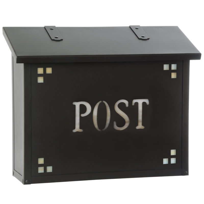 Boîte aux lettres murale en laiton 16,5 po x 13,3 po Pasadena, Miel, Noir texturé
