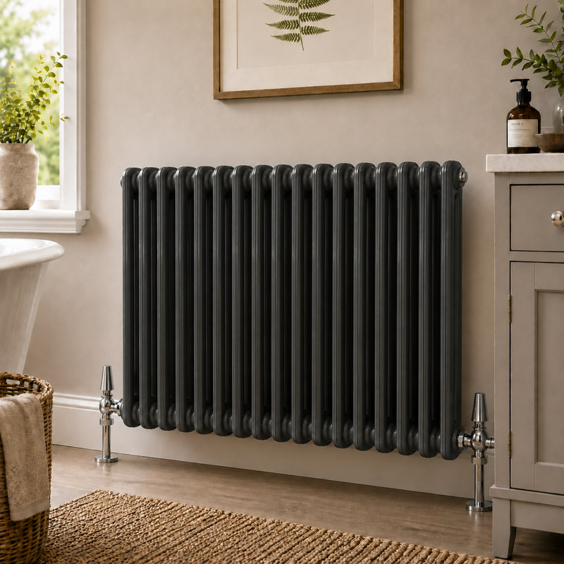 Uxbridge Horizontal Traditional Colosseum Radiator, 600mm H x 1010mm W x 70mm D, Anthracite