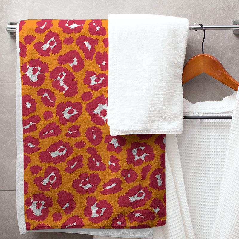 Serviette de bain Lucida, Mélange polyester-coton, Orange / blanc / rouge