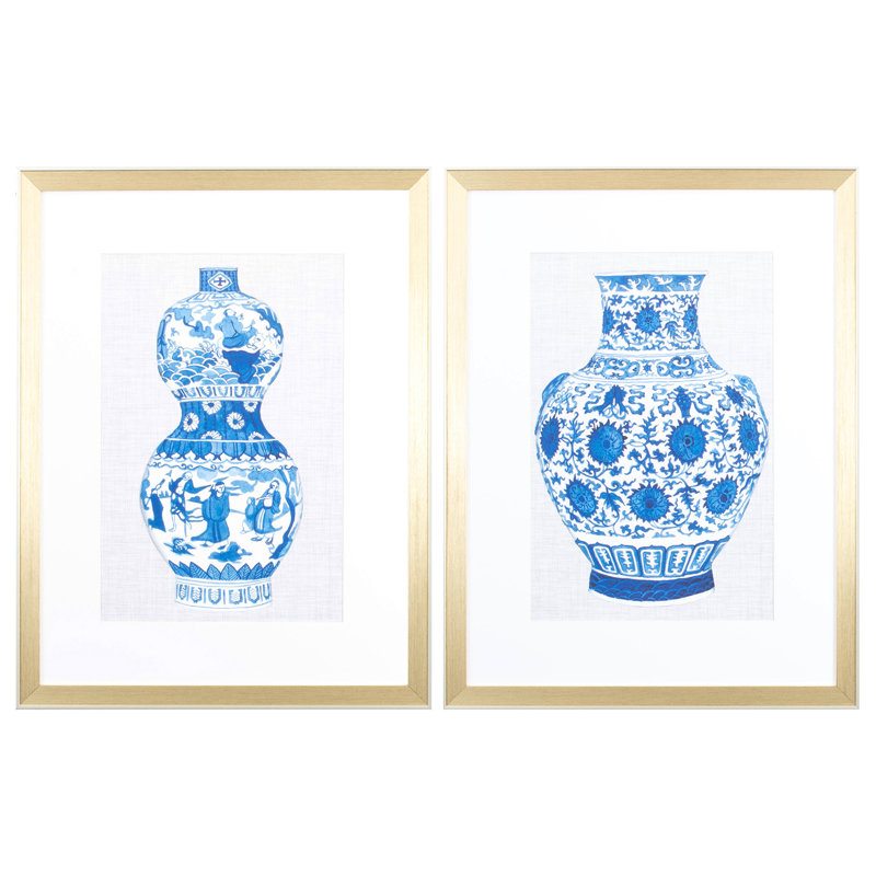 Ming Vase B - Ensemble de 2 impressions encadrées