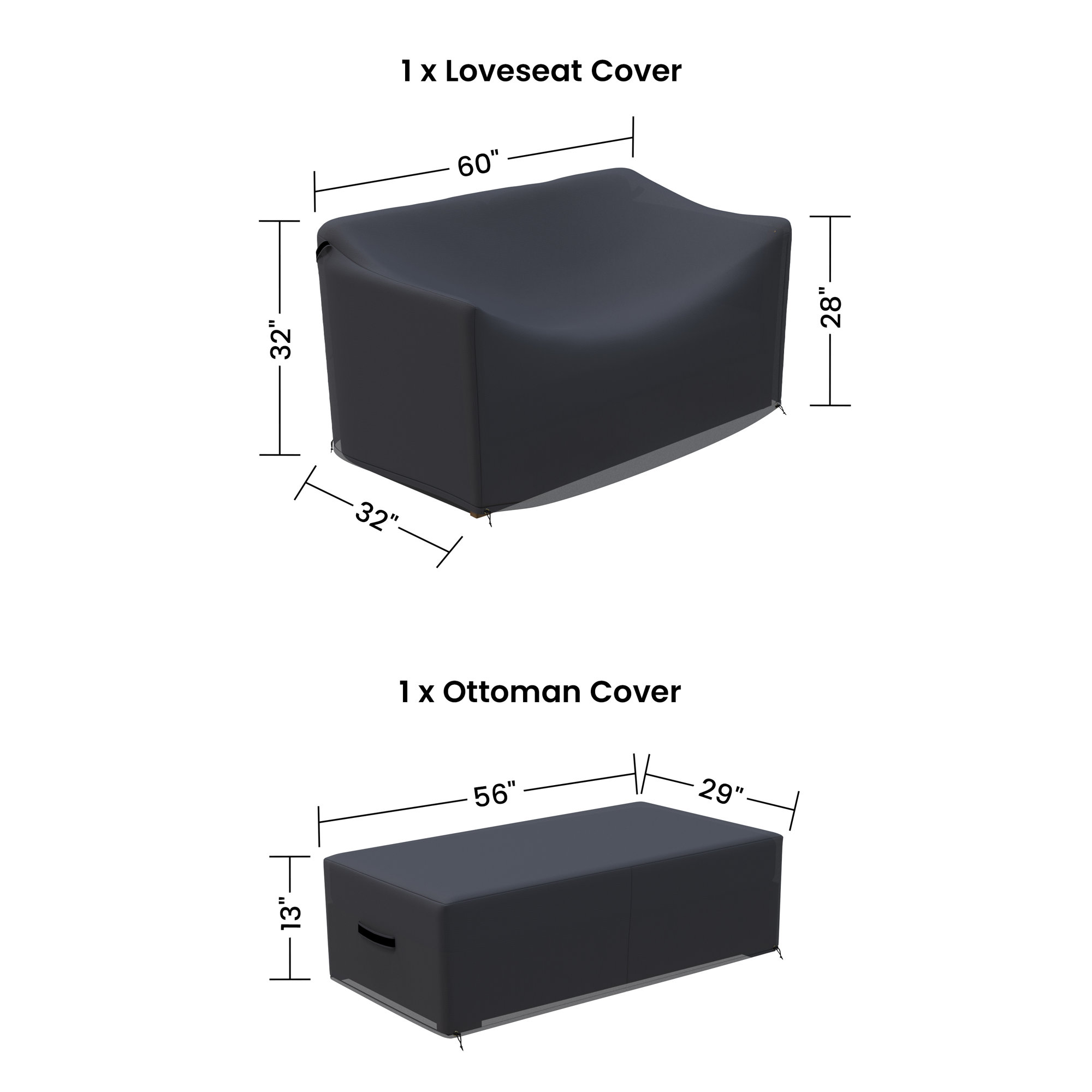 Aniston 59" Teak Outdoor Patio Furniture Covers