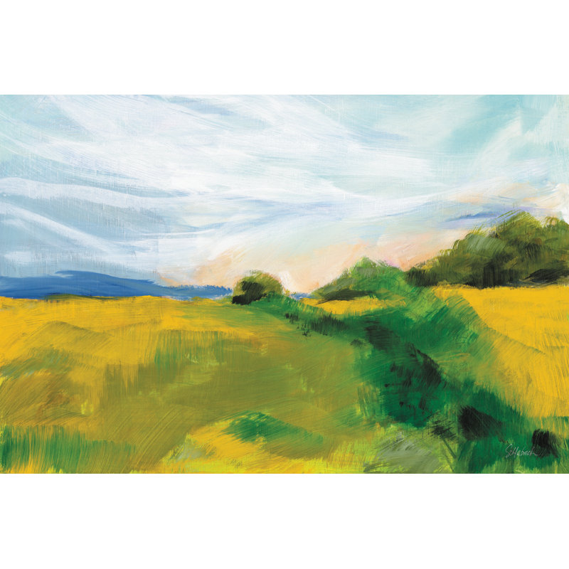«Walker Hill Meadow» par Sue Schlabach - Peinture, Toile avec cadre flottant en érable, Non, H 8 po x l 12 po