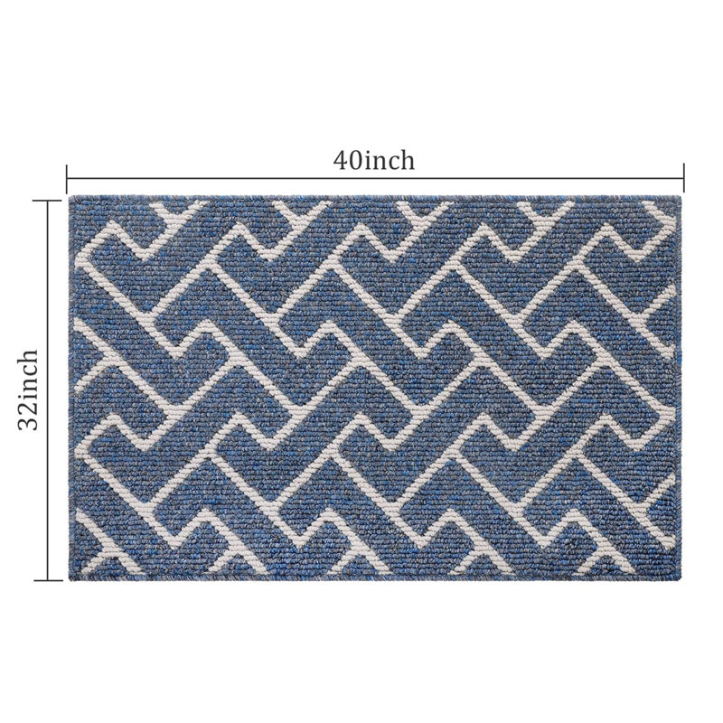 Seriah Non-Slip Geometric Indoor Doormat, Blue