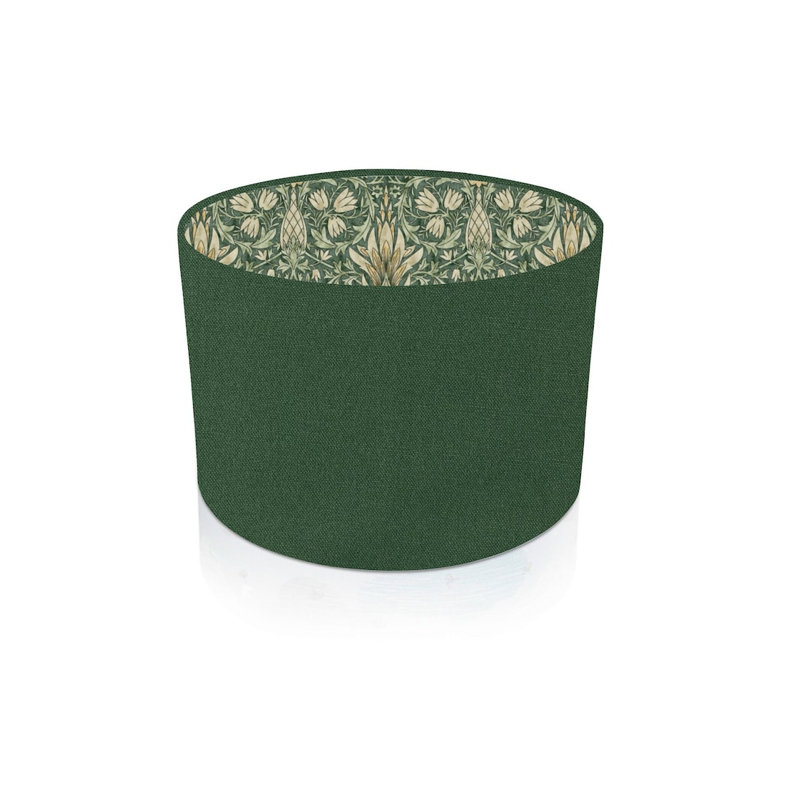 Drum Cotton Pendant Shade ( Screw On ) in Green and Yellow, 18cm H x 20cm W x 20cm D