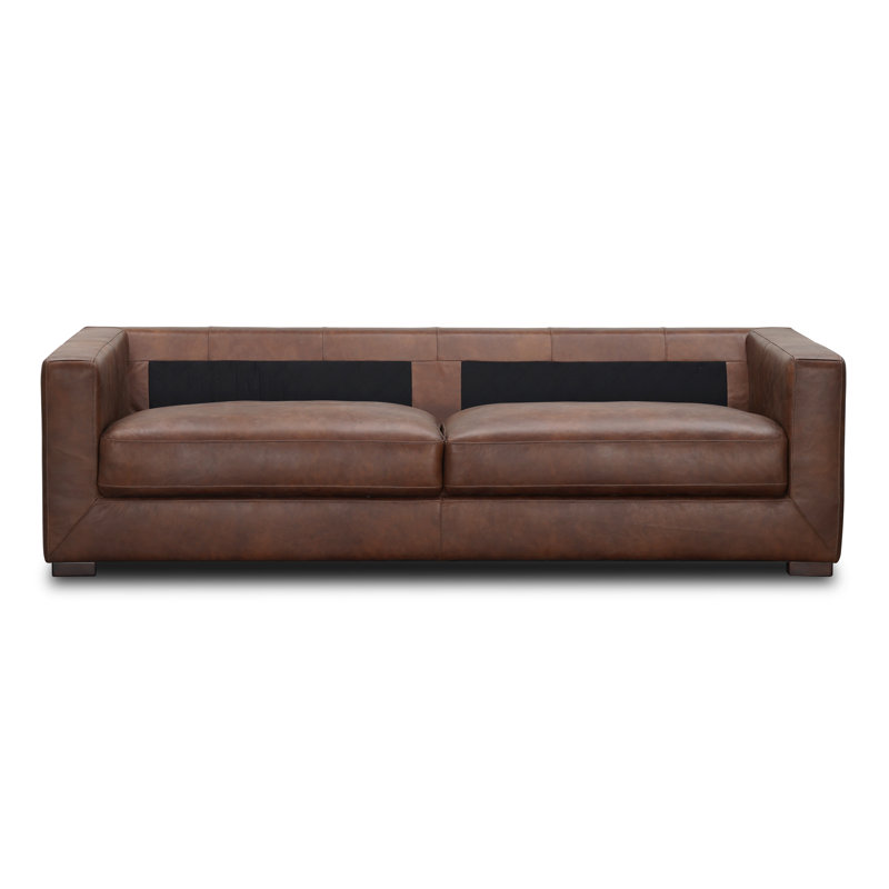  91'' Top Grain Genuine Leather Sofa, Vintage Tobacco Top Grain Leather
