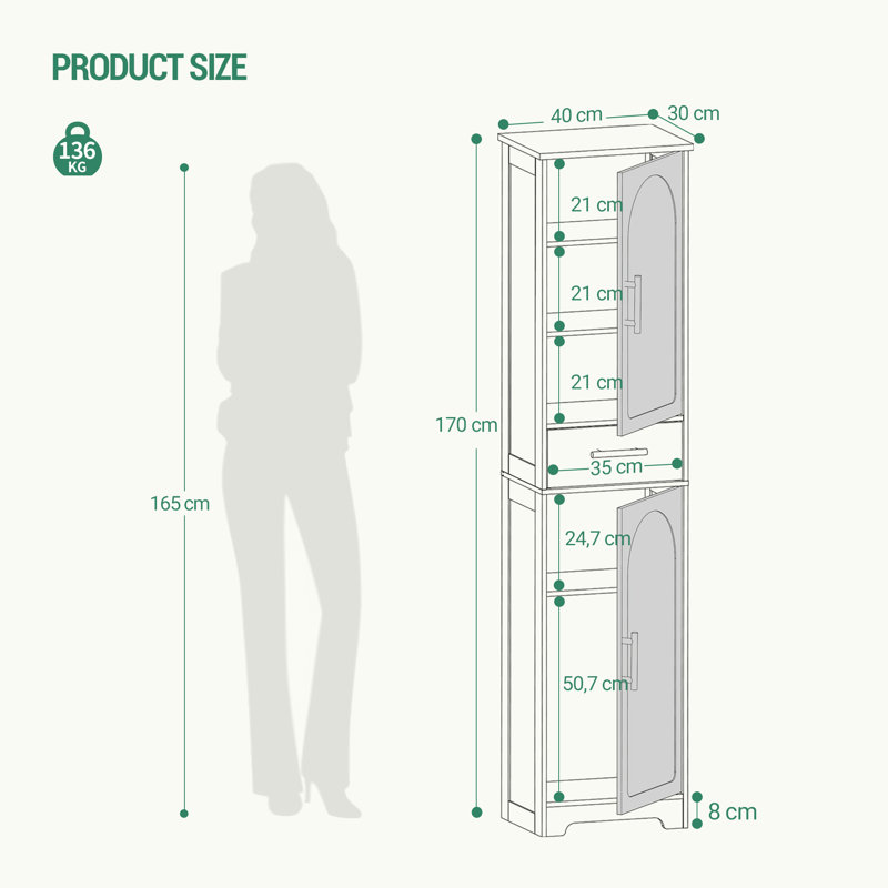 Freestanding Bathroom Cabinet, White