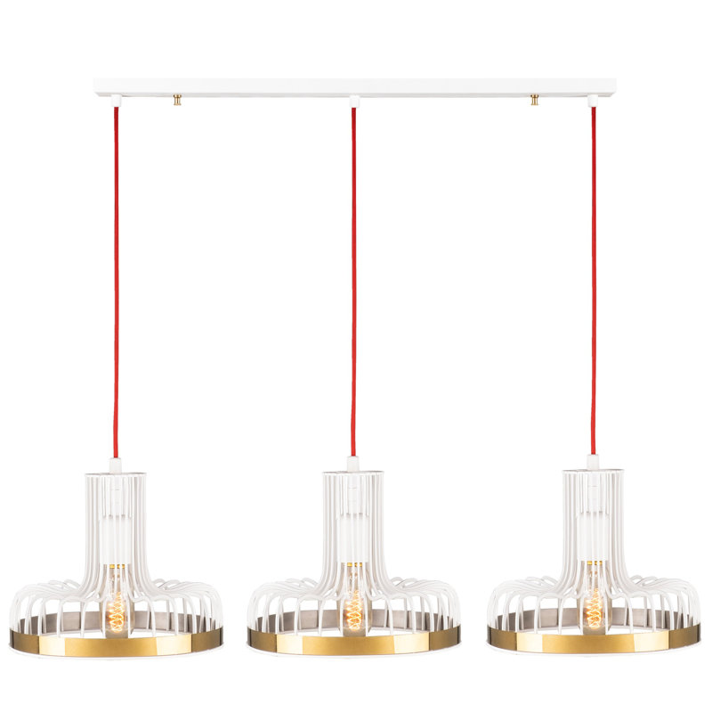 3 - Light Kitchen Island Pendant, White/Red