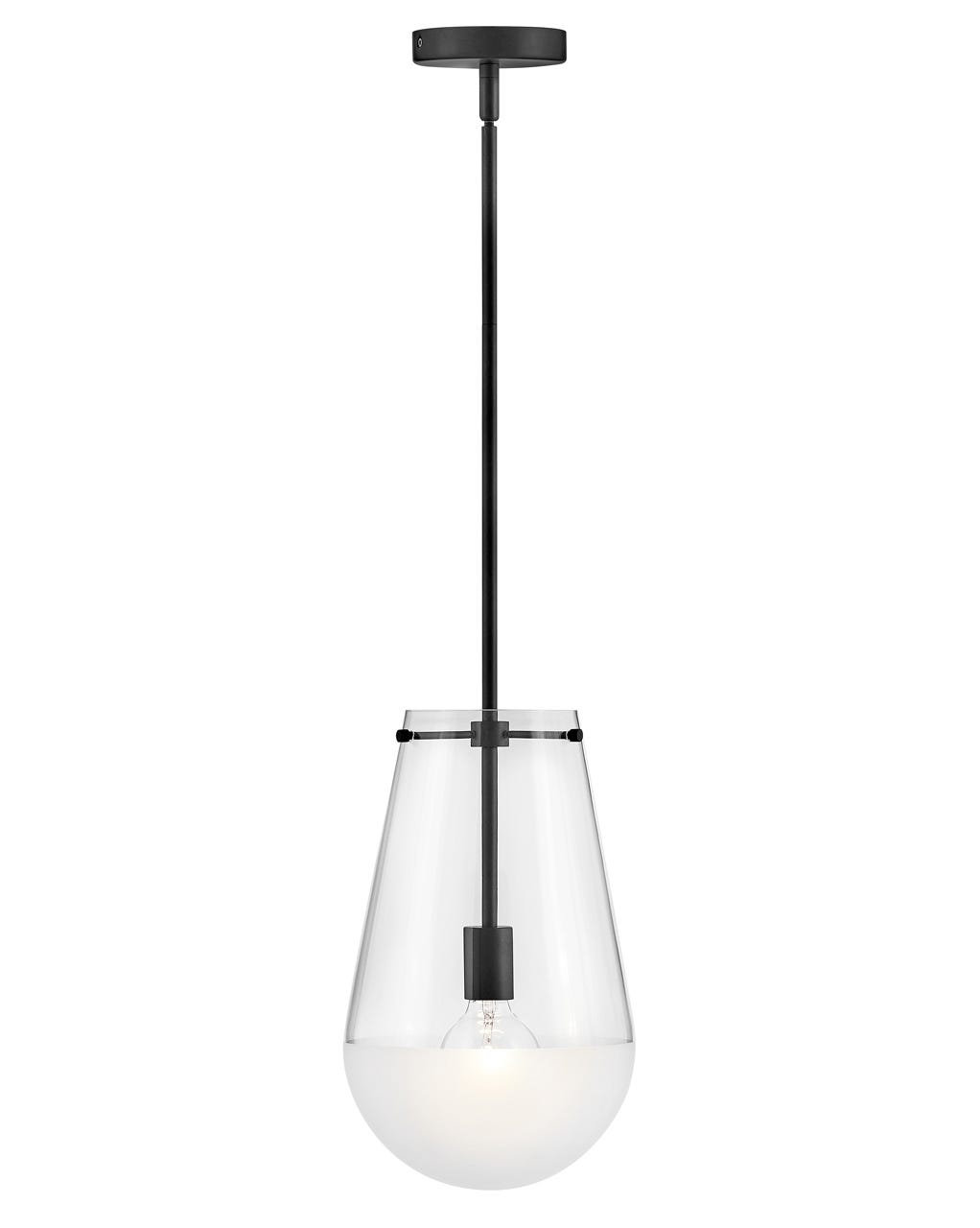Javi Single Light Glass Dimmable Pendant, Black