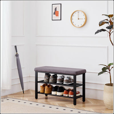 Banc à chaussures, banc de rangement, banc d'entrée avec coussin, tablette à chaussures avec siège, peu encombrant, style moderne, pour le salon, la chambre à coucher, le couloir