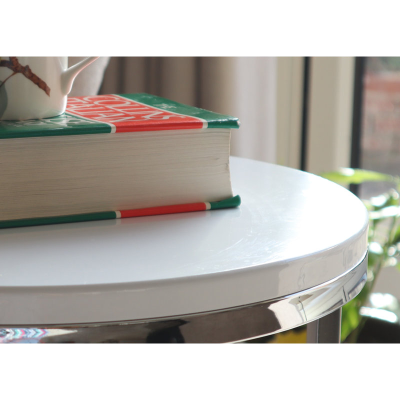 Lafayette C Table End Table, White/Silver