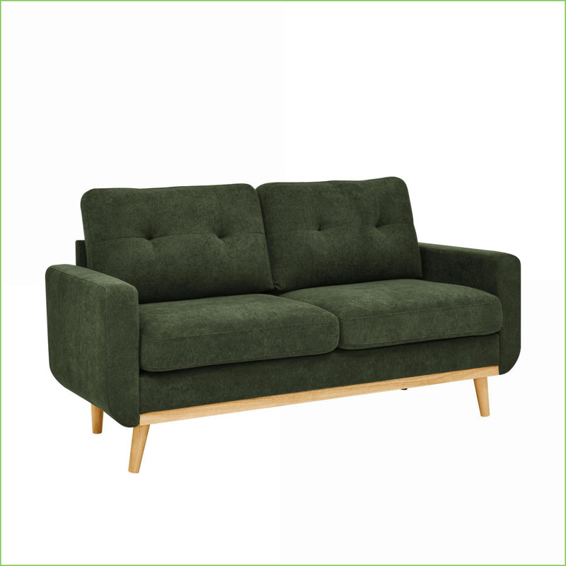 Canapé-causeuse pour le salon, pieds en bois capitonnés de style Mid-Century de 67,7 po | Polyester | Mid-Century moderne