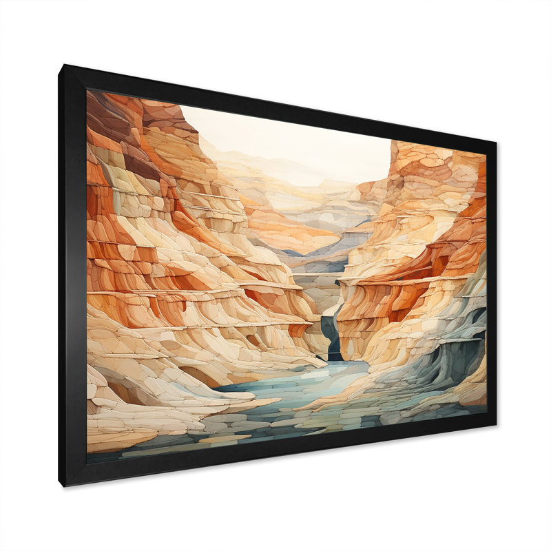Minimalisme dans un canyon, impression sur toile, 24" H x 32" W, Black Picture Framed