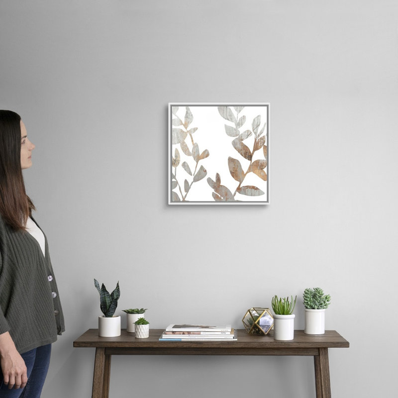 Marbre feuillage I-impression sur toile, Cadre blanc, H 18 po x l 18 po x P 1,75 po