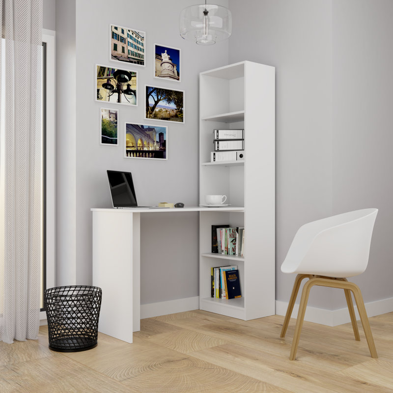 Banna L-Shaped Writing Desk, White