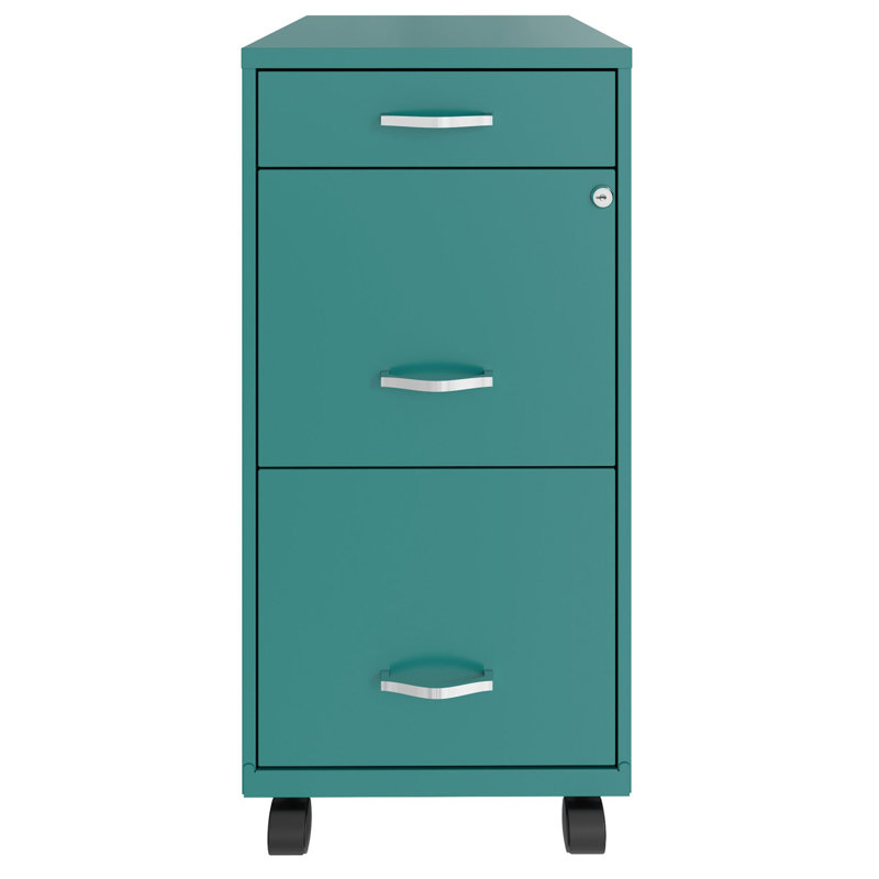 Armoire de rangement remplissante à 3 tiroirs, Bleu sarcelle