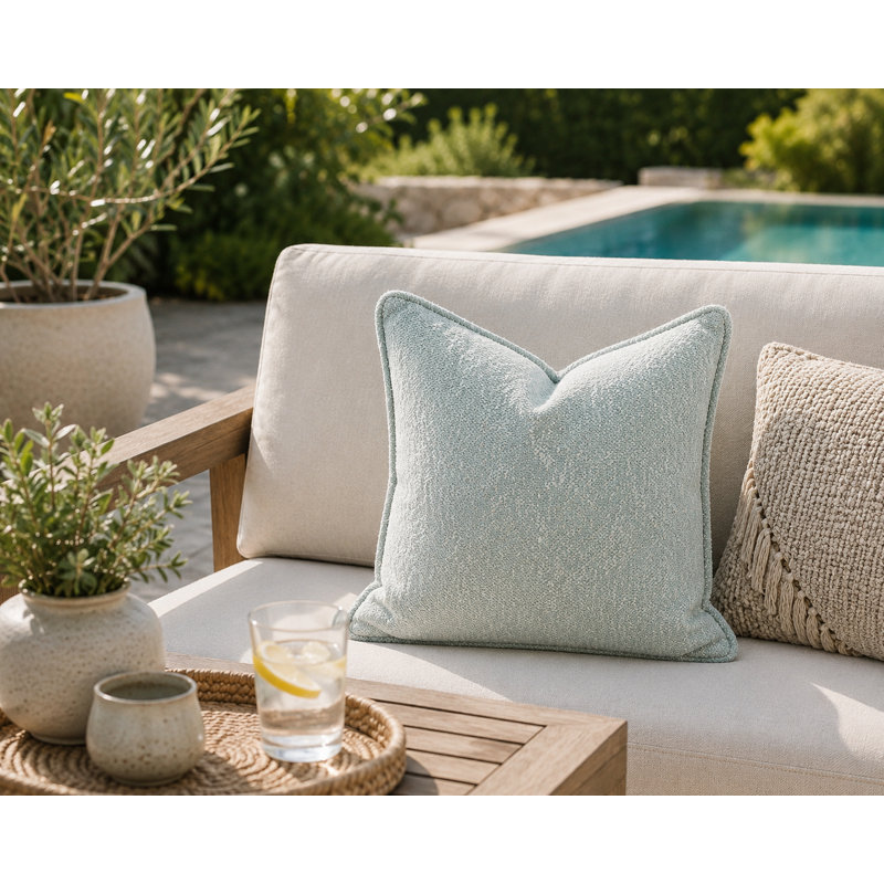 Coussin corail d'Alicante, Bleu, Carré H 20 po x l 20 po