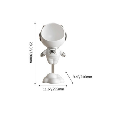 Astronaute en résine Figurine Table d'appoint flottante avec rangement Table de plancher blanche de fantaisie moderne en résine de qualité supérieure et acrylique