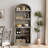 Bookcase 5 Shelf Arched Bookshelf, 72'' Tall Bookcase Farmhouse Display Storage Rack Wooden Bookshelves-1243156643