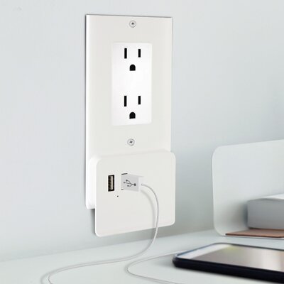Snap-on USB Wall Power Holder Duplex Outlet Wall Plate -  Pyle, PWPLGU204