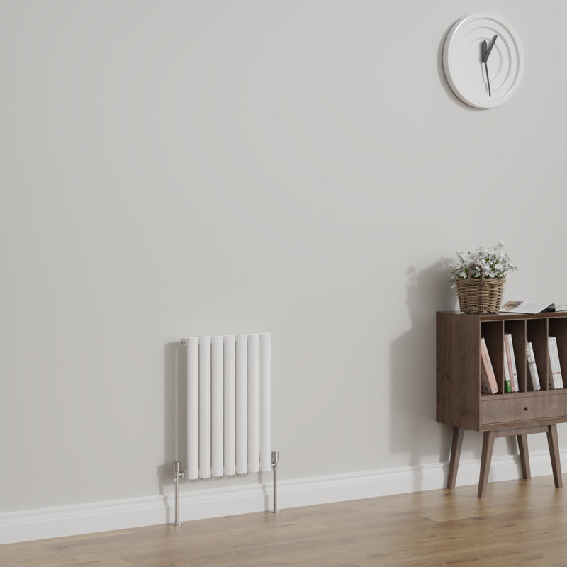 Shoshana Vertical Oval Panel Radiator, 1, 60cm H x 41.3cm W, Gloss White