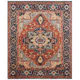 Serapi Heritage Hand-Knotted Wool Medallion Area Rug in Red