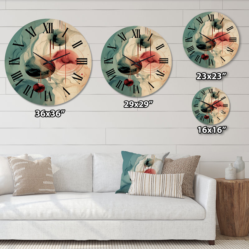Horloge murale circulaire surdimensionnée aux nuances de bleu rétro III, Très grand