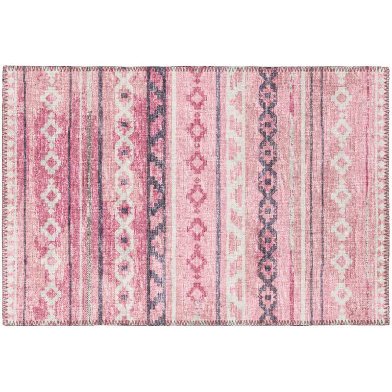 Tapis rose / gris / blanc Ance, Rectangle 5 pi x 7 pi 6 po