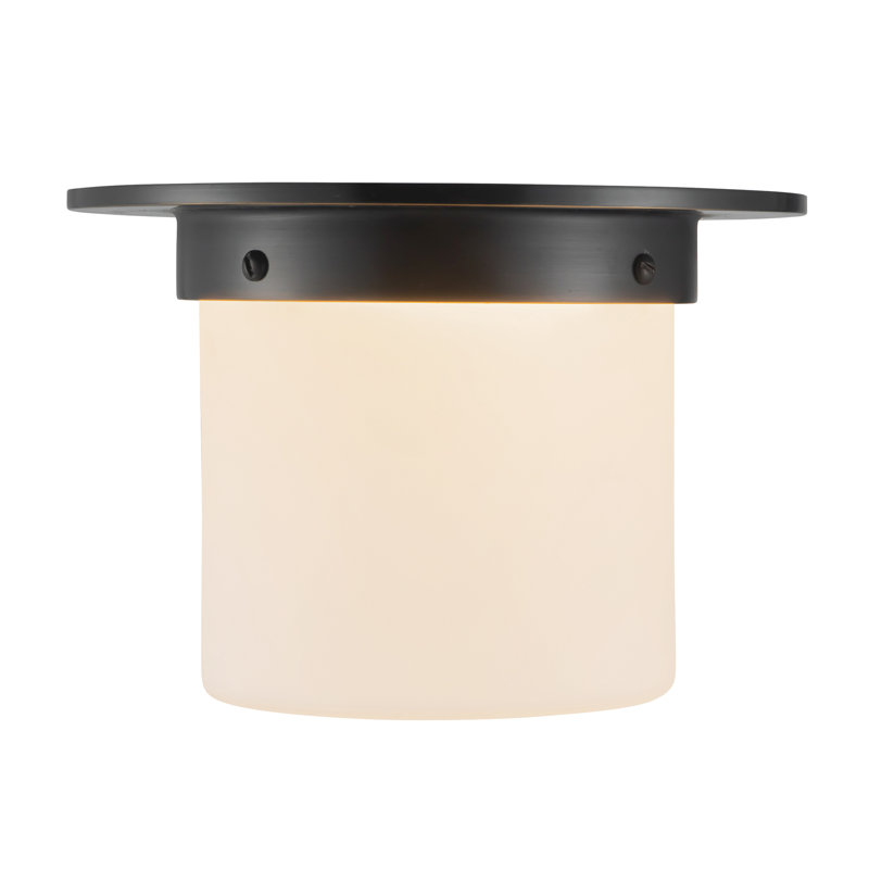Mineral 8-in Brass Flush Mount, Oil Rubbed Bronze, Opal Glass