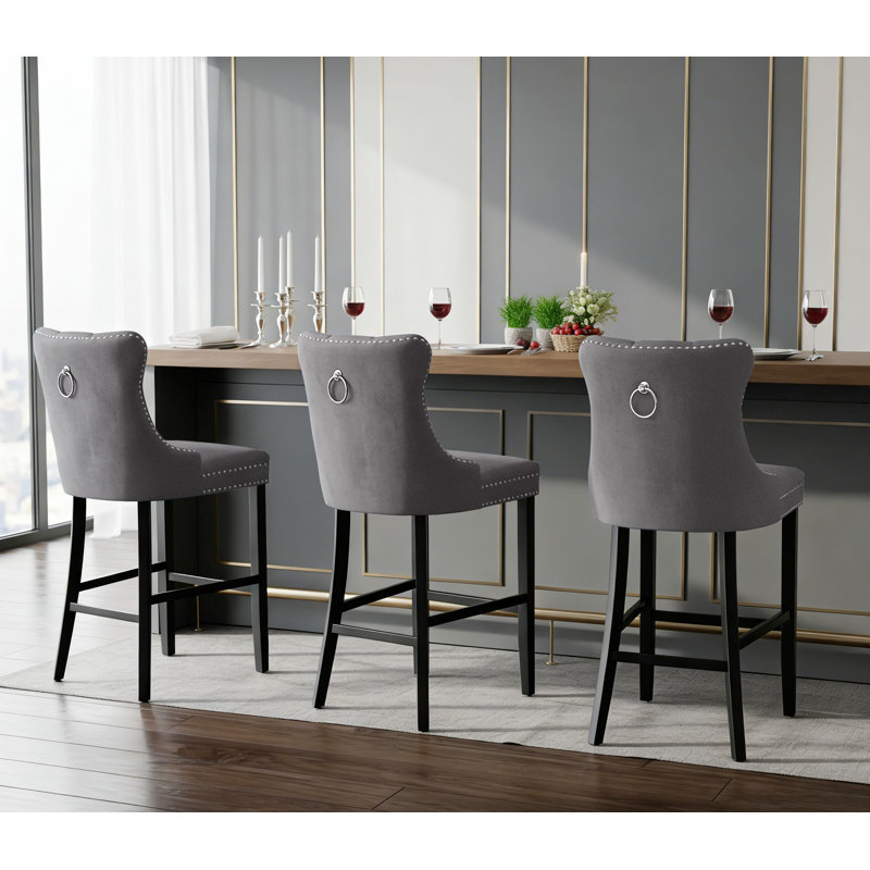 Ensemble de tabourets de bar double rembourrés Classic, Siège gris / cadre noir