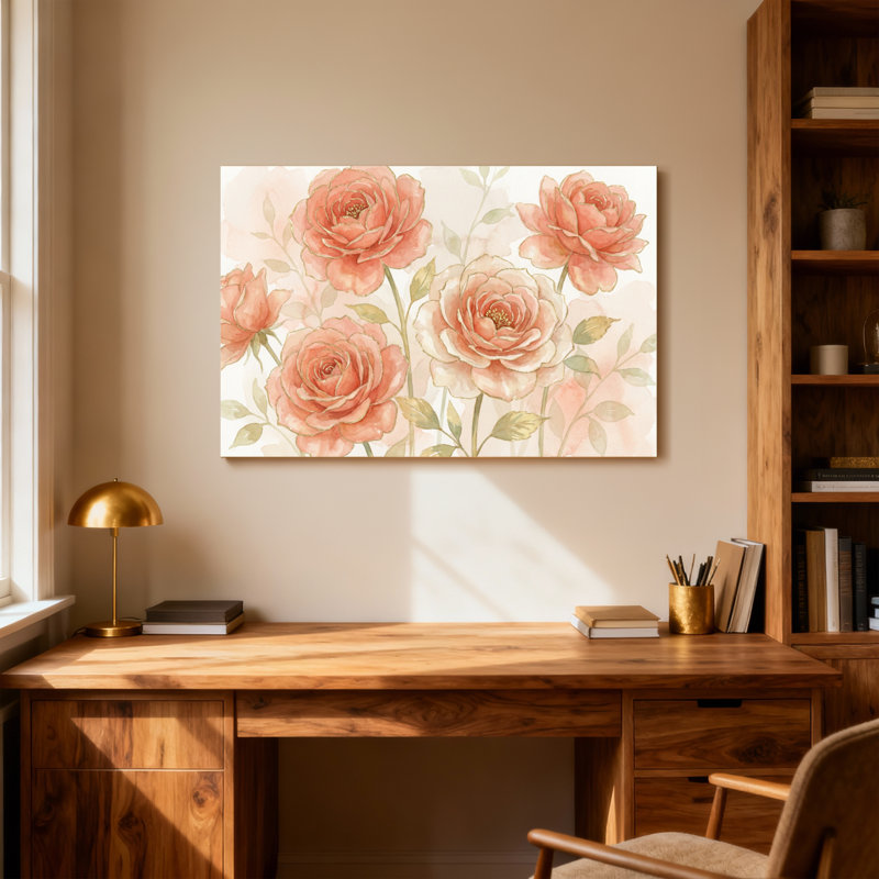 «Plants & Flowers Rose», impression à motif floral, H 20 po x l 30 po