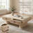 Rounded Edge Coffee Table with Floral Pattern Solid Wood Drawer