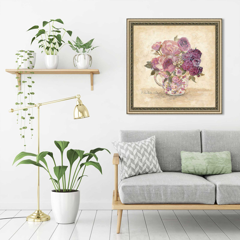 Petite Bouquet I - Painting, Champagne Framed, 25.5" H x 25.5" W x 1" D