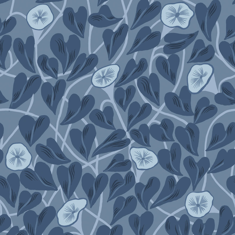 Climbing Vine - Wallpaper, Navy, Peel & Stick