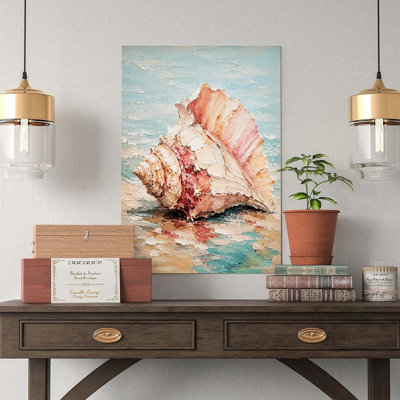 Canvas Wall Art Thick Painted Conch Shell Beach Wall Art Decor Vintage Poster Print Home Decor