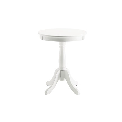 White Accent Table With Elegant Lines - Synthetic Wood Material 18In Depth X Width 25In Height 8Lb Perfect For Cozy Corners Easy Assembly Process Charming Finish Stable Legs And Round Top 18.04 In.