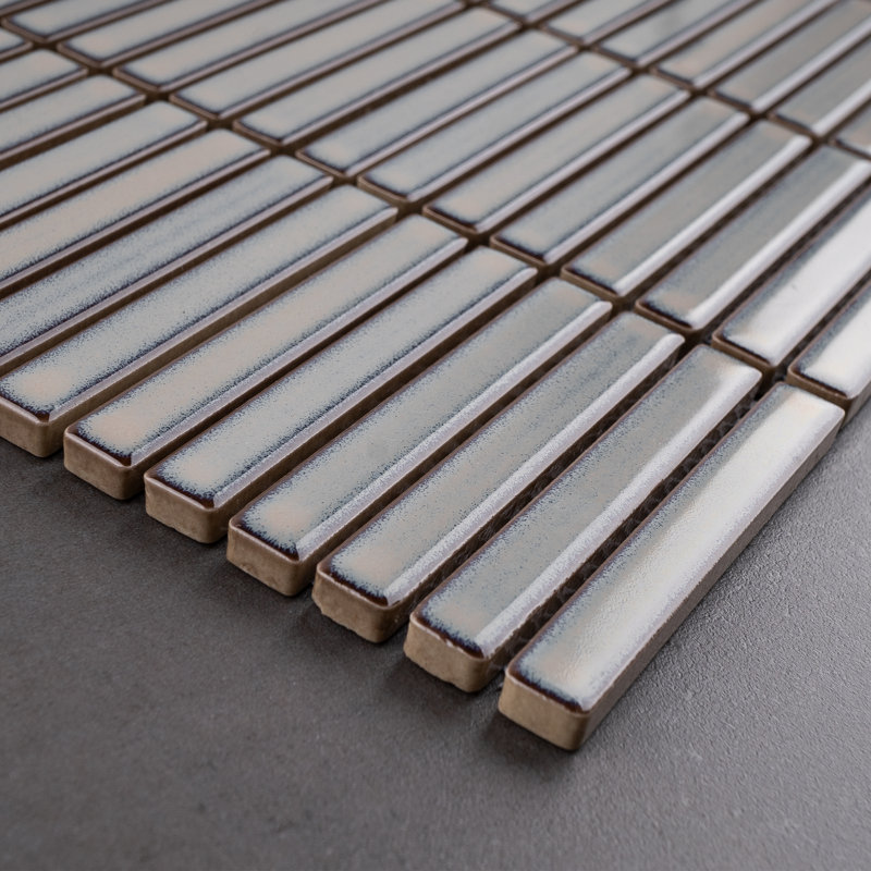 Porcetile 11.2 in. x 11.91 in. Stacked Porcelain Mosaic Wall and Floor Tile, Reactive Blue Gray