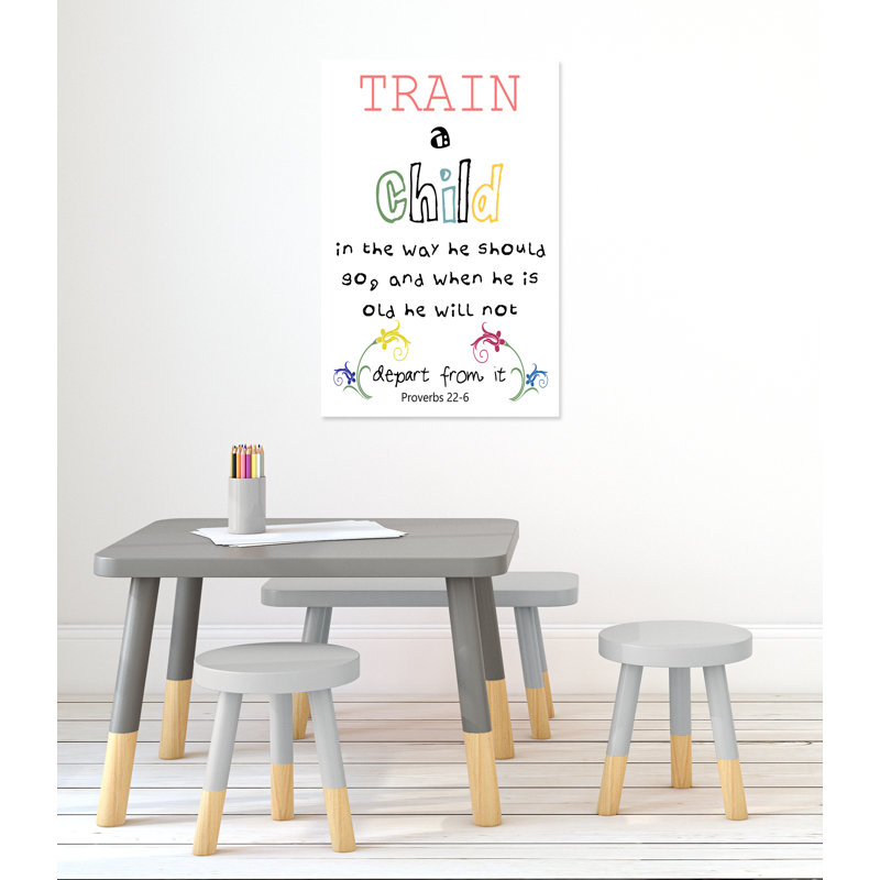 «Train a Chile Train a Child», impression sur papier, H 36 po x l 24 po x P 1,5 po, Canevas