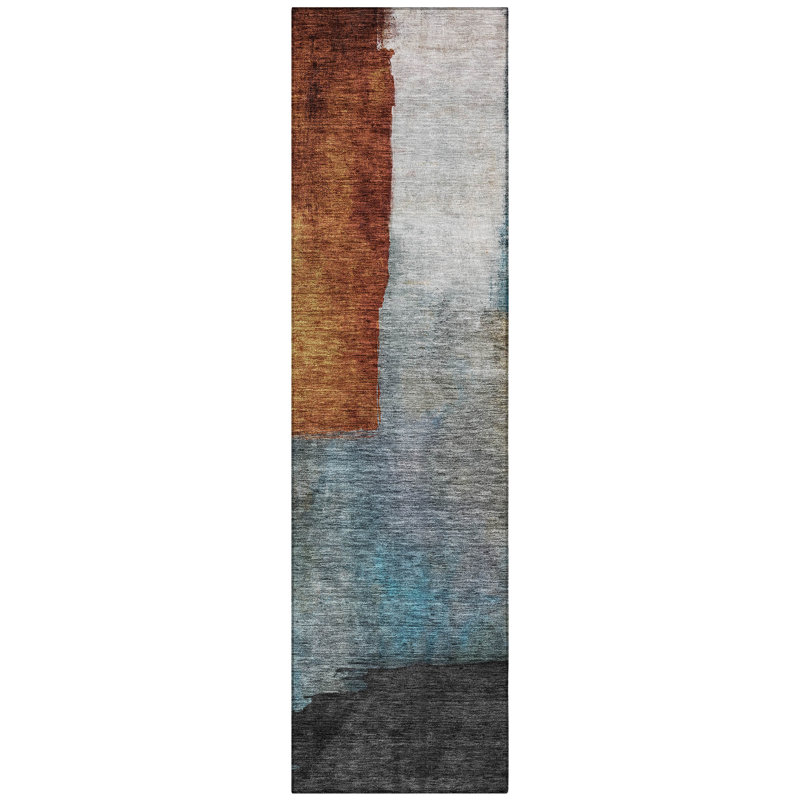 Machine Washable Indoor/Outdoor Chayden ACN1100 Copper Rug, Runner 2'3" x 7'6"